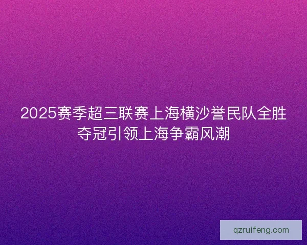 2025赛季超三联赛上海横沙誉民队全胜夺冠引领上海争霸风潮